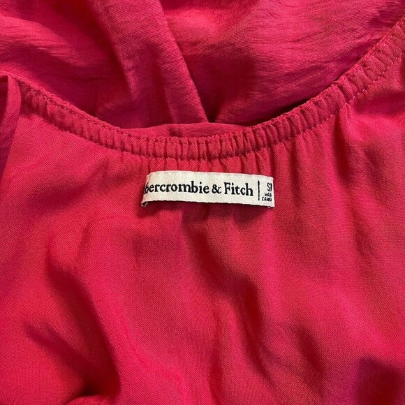Abercrombie & Fitch Tiered Trapeze Midi Dress Pockets Size Small Cherry Summer - Picture 12 of 16